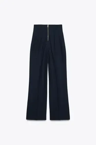 YÜKSEK BEL FERMUARLI PANTOLON ZW COLLECTION-LACİVERT - 3