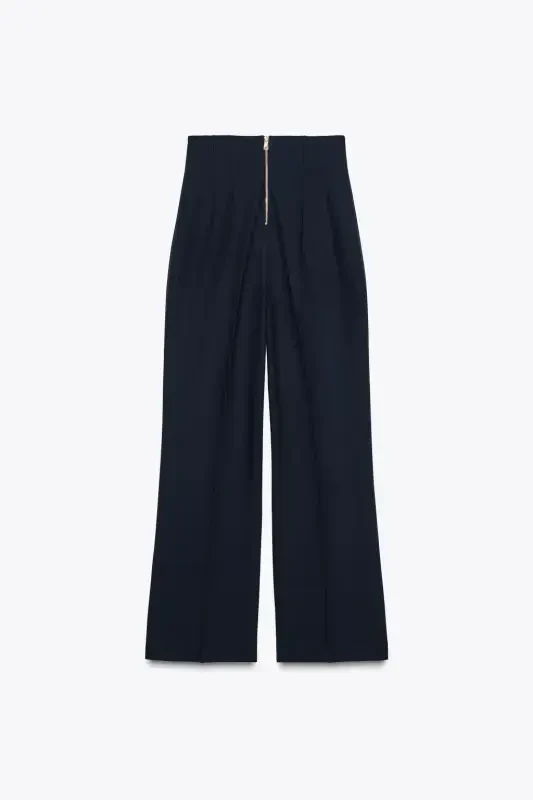 YÜKSEK BEL FERMUARLI PANTOLON ZW COLLECTION-LACİVERT - 3