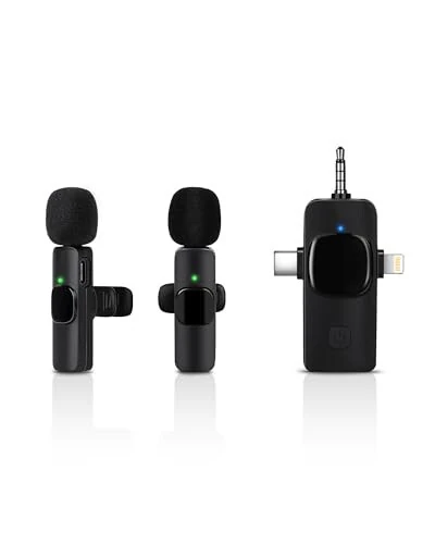 Zyerch 𝟮𝟬𝟮𝟰 3 in 1 Wireless Lavalier Microphones for iPhone, iPad, Android, Camera, 7-Hour Battery, Mini Microphone with Noise Reduction for Video Recording, Vlog, YouTube, TikTok - Zyerch