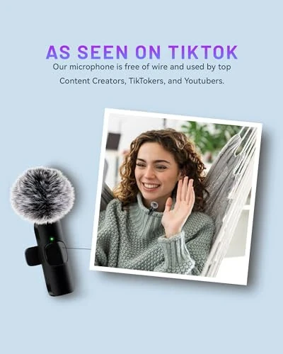 Zyerch 𝟮𝟬𝟮𝟰 Professional Wireless Lavalier Microphone for iPhone iPad, Wireless Microphone- 2 Pack Noise Canceling Crystal Clear Recording with USB-C, Live Streaming, YouTube, TikTok - 5