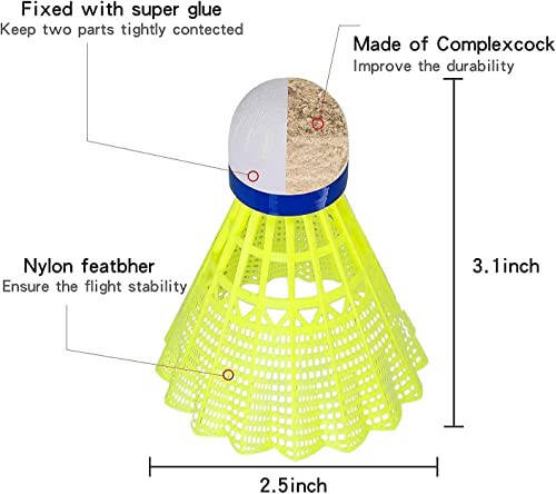 ZZICEN Naylon Badminton To'plari, Barqaror va Mustahkam Yuqori Tezlikdagi Badminton To'plari, Yopiq va Ochiq Havoda Sport Uchun Mashg'ulot Badminton To'pi - 7